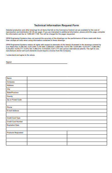technical information request form