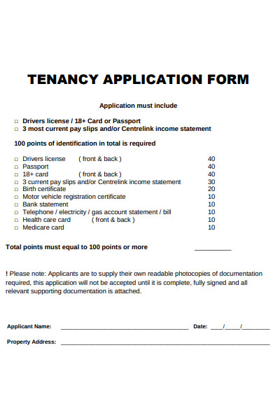 tenancy point application form