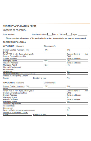 tenant address application form