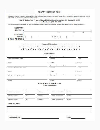 tenant contact form