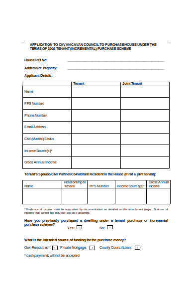 tenant purchase scheme application form