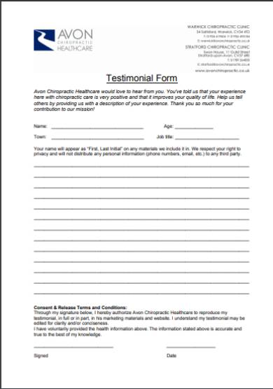testimonial form sample
