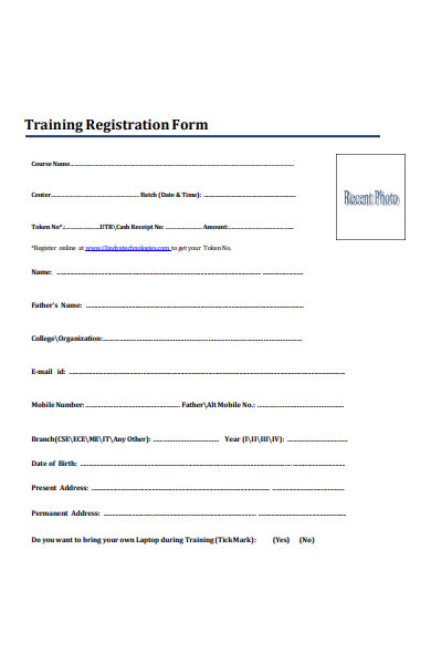 training registration form