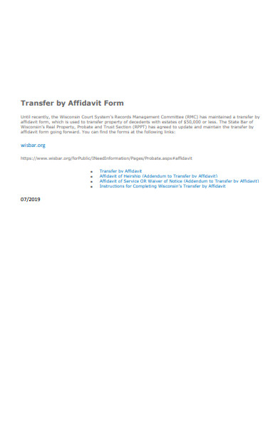 transfer by affidavit form