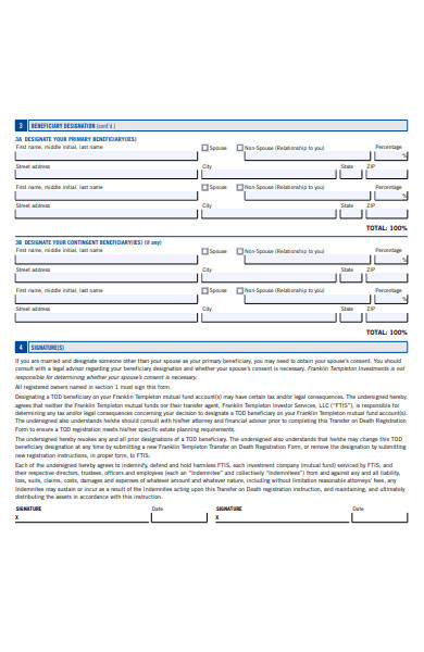 transfer on death registration form
