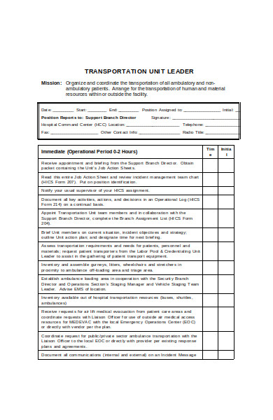 transportation leader request form