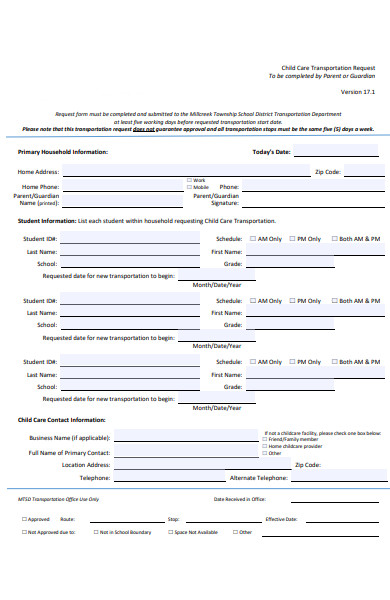 transportation request form sample 