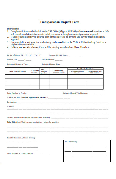 transportation service request form