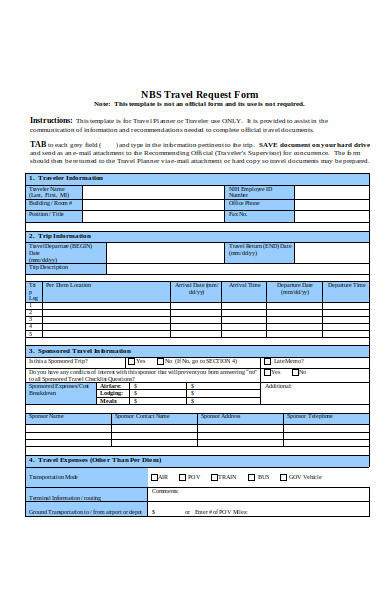 traveltransportation request form 