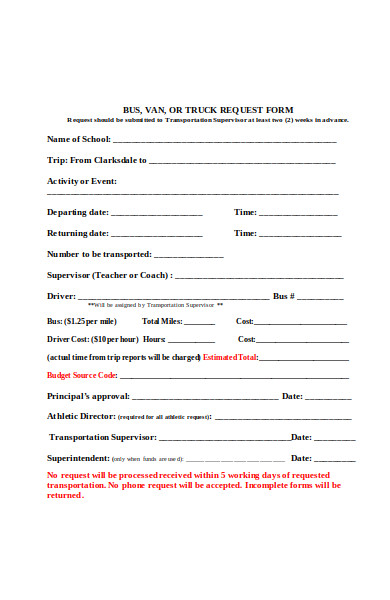 truck transportation request form