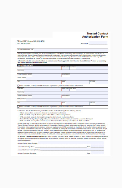 trusted contact authorization form