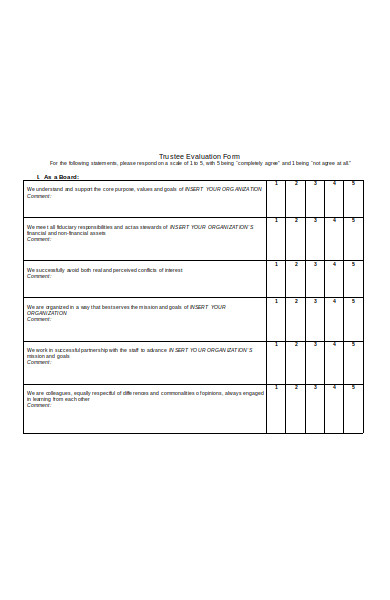 trustee evaluation form