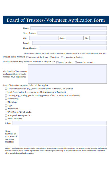 trustee volunteer application form