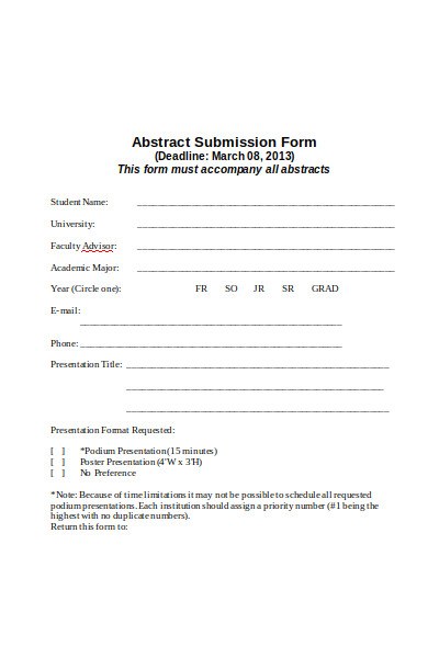 university abstract submission form