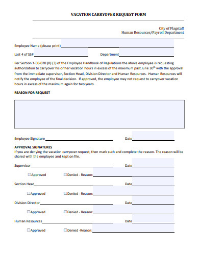 vacation carryover request form
