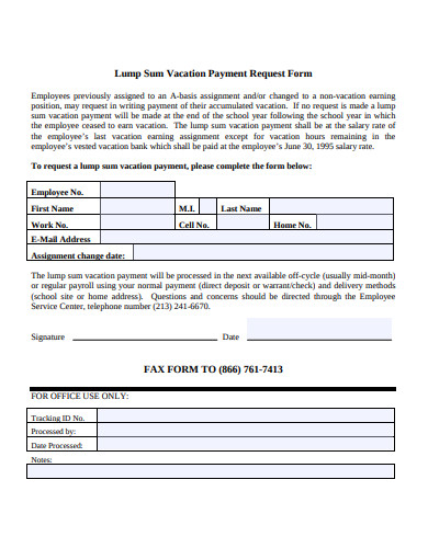vacation payment request form