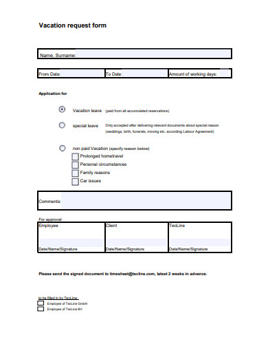 vacation request form