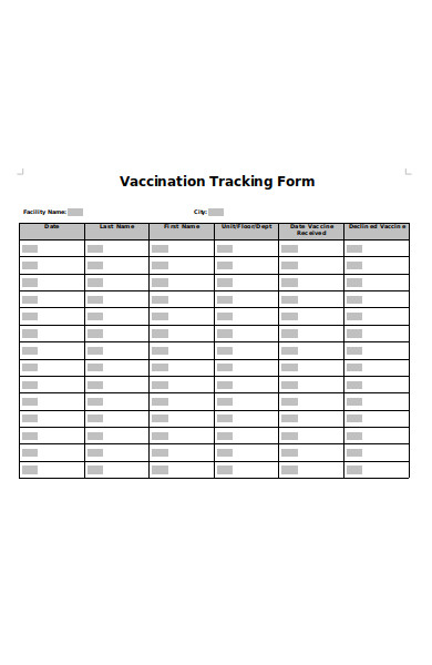vaccination tracking forms