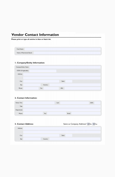 vendor contact form