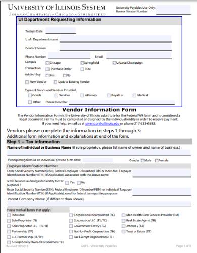 vendor information contact form
