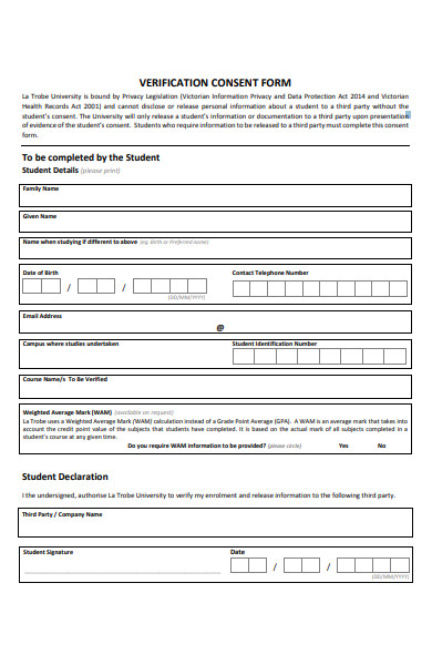 verification consent form