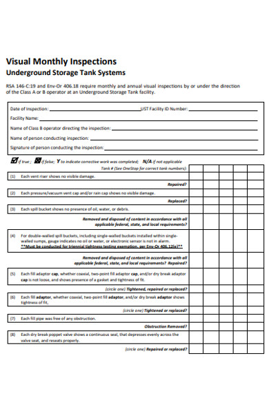 visual monthly inspection form