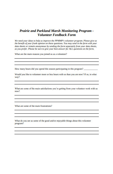 volunteer feedback form