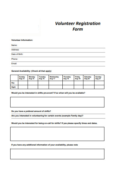 volunteer registration form