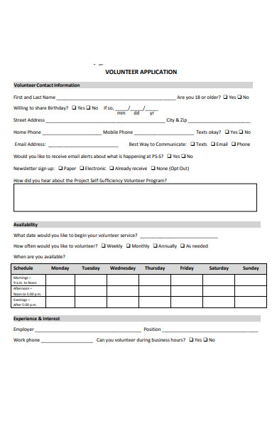 volunteer release form
