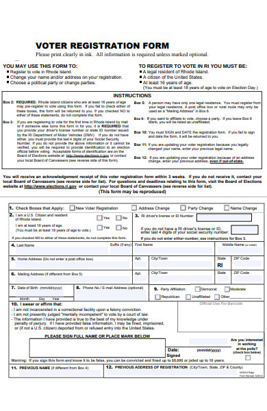 voter registration form