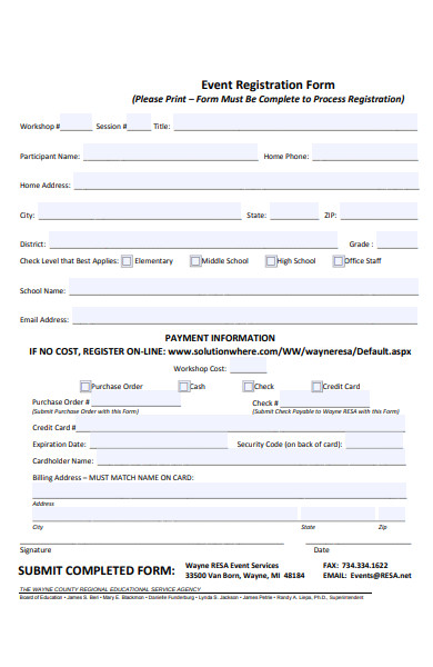 workshop event registration form