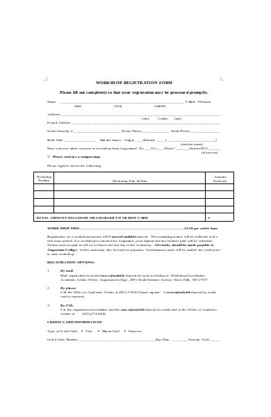 workshop registration form