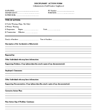 free 5 employee write up forms in pdf