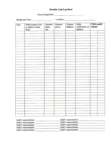 FREE 7+ Daily Cash Log Samples in PDF | MS Word | Excel