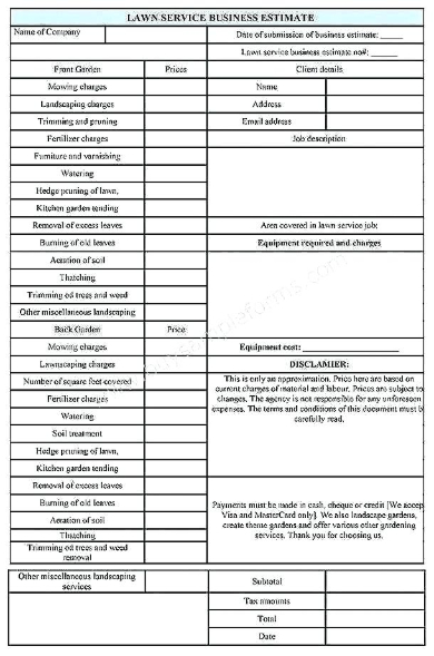 Cleaning Estimate Template Free