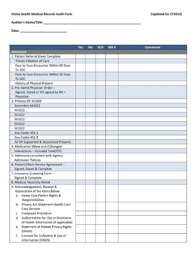 FREE 5+ Nursing Audit Forms in PDF