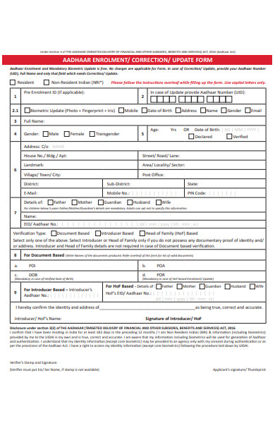 Uidai Format Form.pdf FREE 34+ Enrolment Form Samples, PDF, MS Word, Google Docs