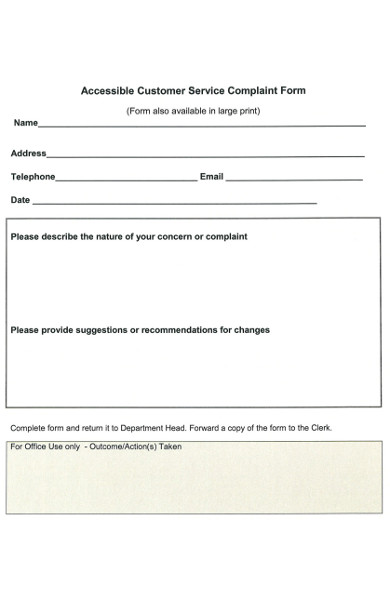 accessible customer service complaint form