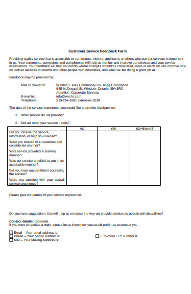 accessible customer service feedback form