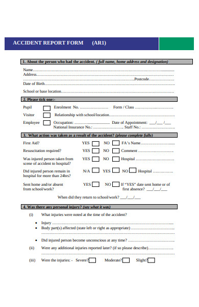 FREE 32+ Accident Forms in PDF | MS Word | XLS