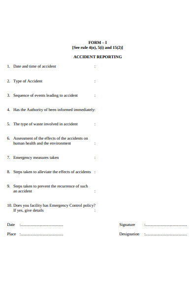accident reporting form