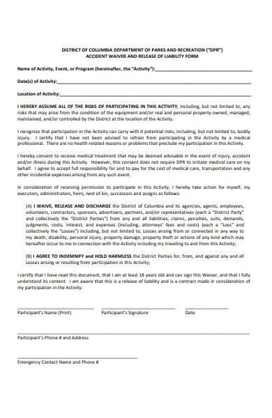 accident waiver form