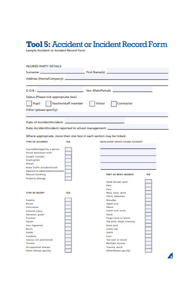 accident or incident record form