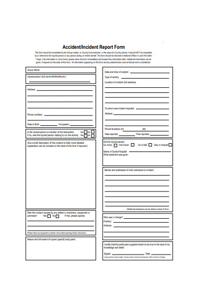 accident or incident report form