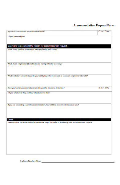 accommodation booking request form