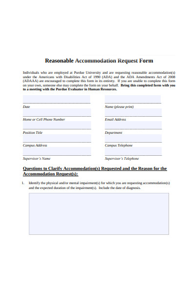 accommodation request form sample 