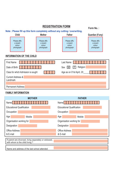 admission registration form