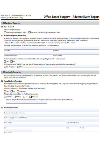 adverse event report form