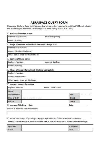 FREE 50+ Sample Query Forms in PDF | MS Word