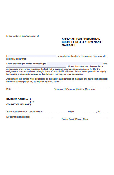 affidavit premarital form